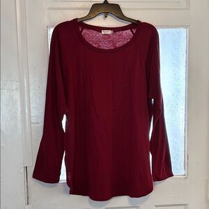 Newchoice Women's Burgundy Red Long Sleeve Tshirt Size 2XL